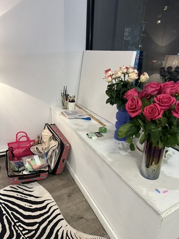 Pink roses in gallery